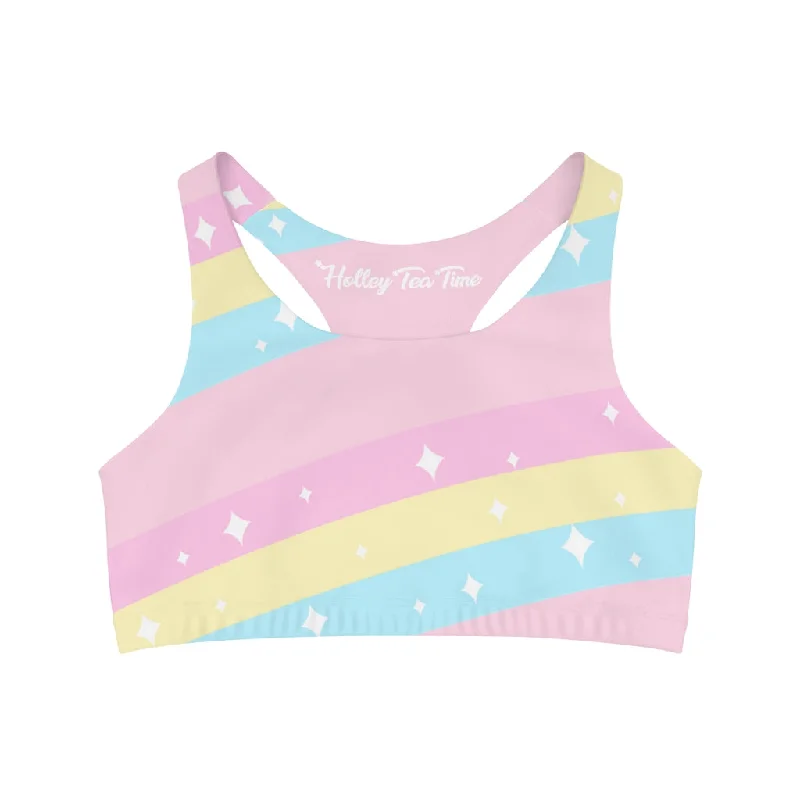 Teatime Fantasy Rainbow Seamless Sports Bra Soft Cotton Bra