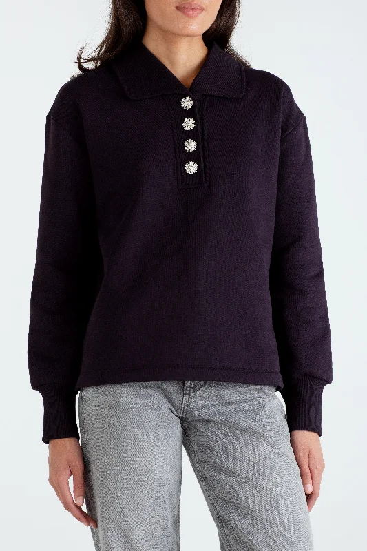 "The Aoife" - Button Down Sweatshirt (Black) Hoodie with Toggle Buttons Decorative Unique "The Aoife" - Button Down Sweatshirt (Black) Hoodie with Toggle Buttons Decorative Unique