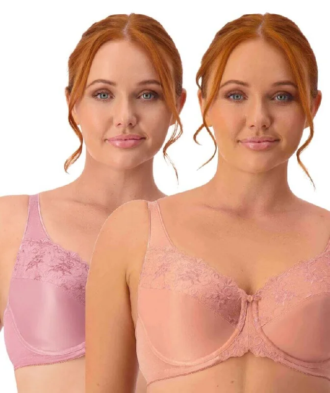 Triumph Embroidered Minimiser Bra 2 Pack - Rosebloom/Indian Summer Strapless Support Bra