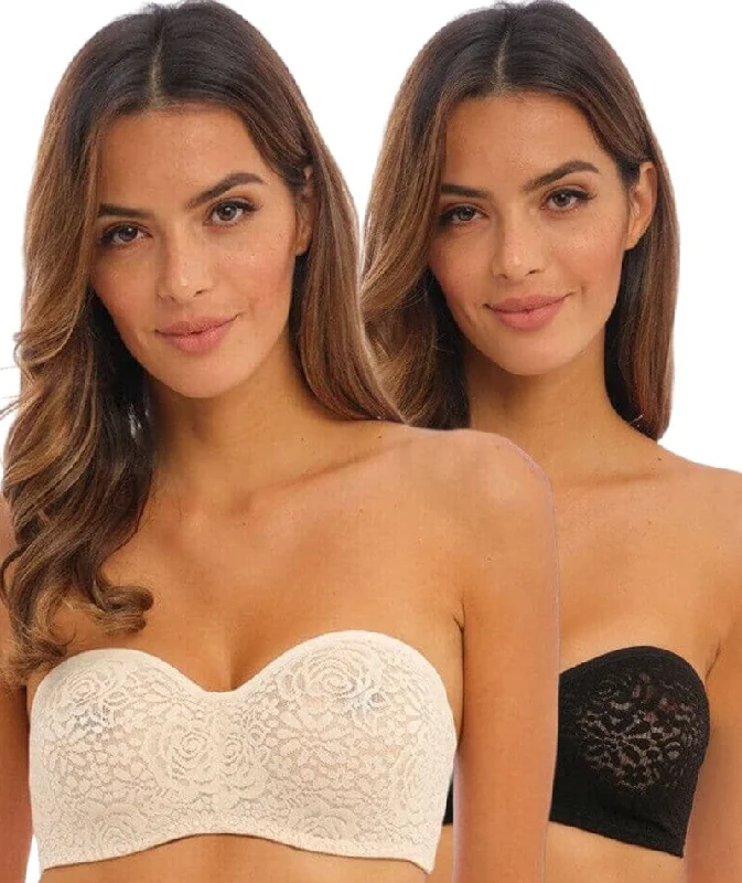 Wacoal Halo Lace Strapless Bra 2 Pack - Nude/Black Smooth Fit Bra