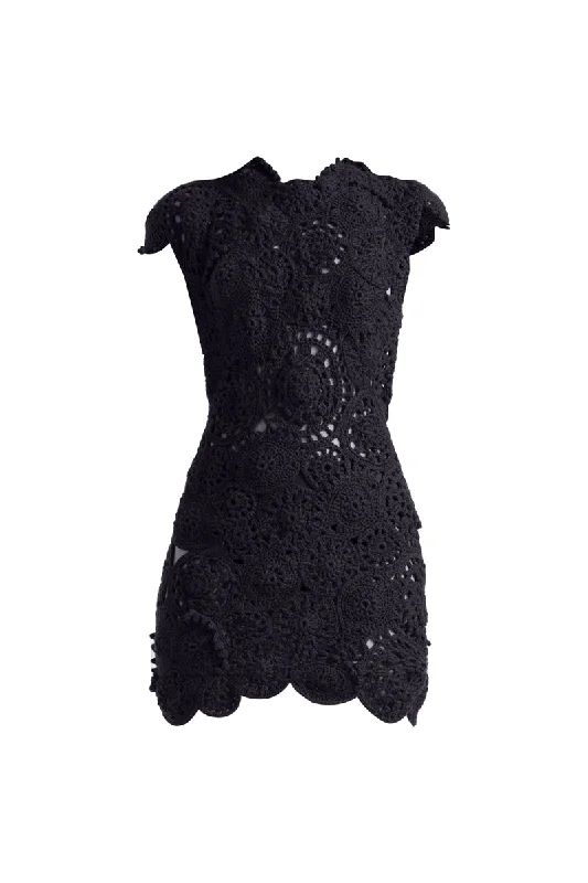 CAITLIN BLACK MINI DRESS Trendy Mesh Mini Dress