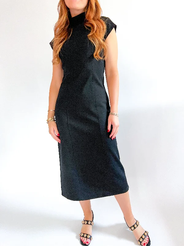 Cap Sleeve Sheath Midi Dress Elegant Velvet Midi Dress