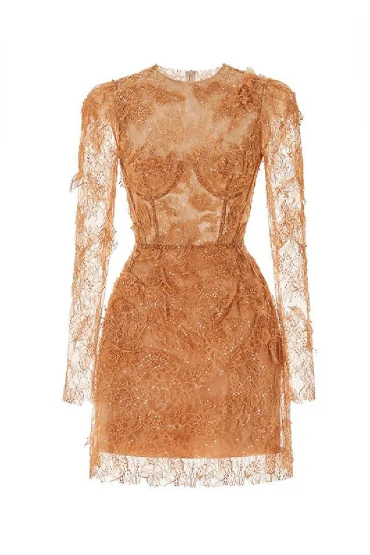 HONEY BEADED LACE MINI DRESS Cozy Wraparound Mini Dress