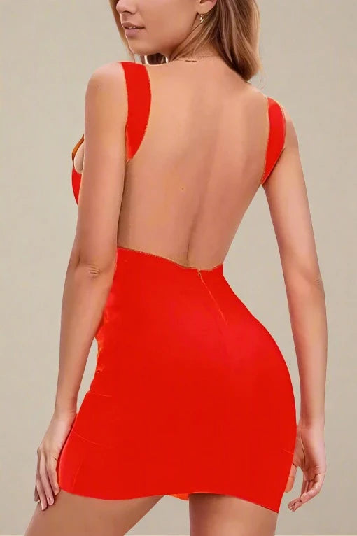 Maya Bandage Mini Dress - Lipstick Red Classic Solid Mini Dress