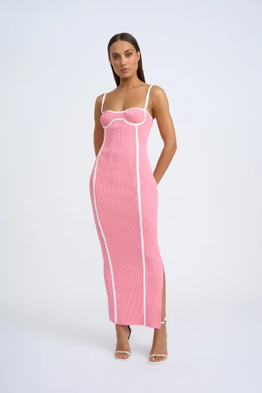 Nautilus Swirl Knit Midi Dress | Final Sale - Pink Ivory Comfortable Knitwear Midi Dress