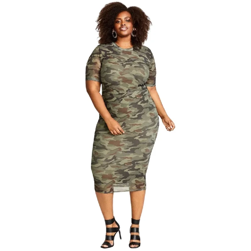 NINA PARKER - Plus Size Mesh Midi Dress Comfortable Stretch Midi Dress