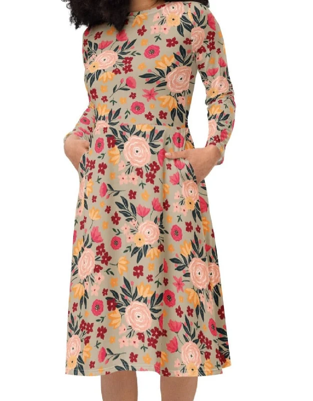 Nona's Garden Midi Dress (S-4XL) Stylish Animal Print Midi Dress