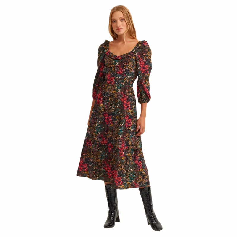 OXXO - Floral Print Midi Dress Cozy Knit Midi Dress