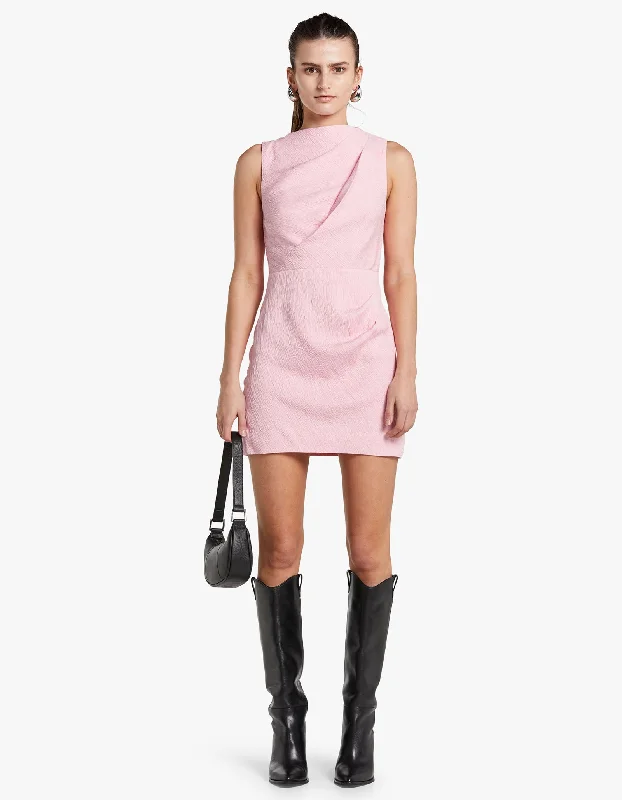 Eryn Mini Dress - Wafer Pink Elegant Off-Shoulder Dress Mini