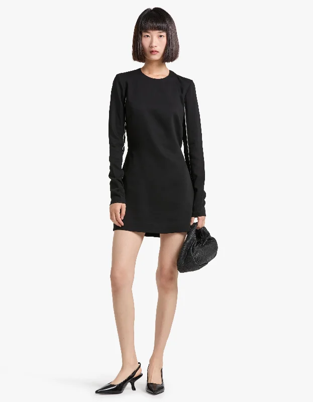 Raw Edge Mini Dress - Black Stylish Short Sleeve Mini Dress