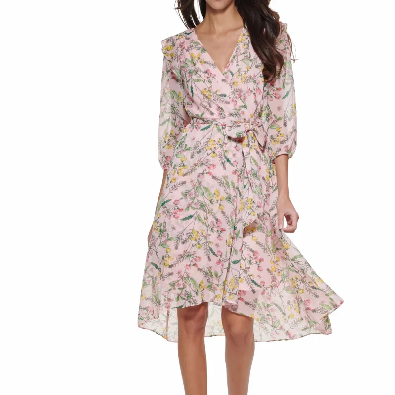 ORIGINAL - Chiffon Faux-Wrap MIDI Dress Stylish Wraparound Midi Dress