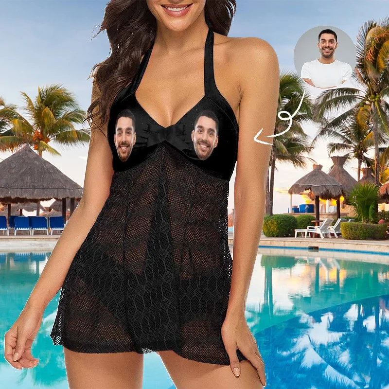 Custom Face All Black Swimsuit Personalized Beach Cover Up Bikini Beachwear Bathing Suit Beach Dress Women's Swimming Dress Sporty Swim Shorts Custom Face All Black Swimsuit Personalized Beach Cover Up Bikini Beachwear Bathing Suit Beach Dress Women's Swimming Dress Sporty Swim Shorts