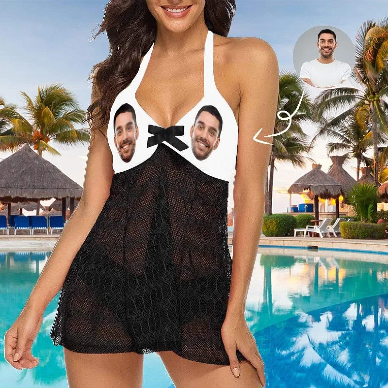 Custom Face White Swimsuit Personalized Beach Cover Up Bikini Beachwear Bathing Suit Beach Dress Women's Swimming Dress Stylish Beachwear Set Custom Face White Swimsuit Personalized Beach Cover Up Bikini Beachwear Bathing Suit Beach Dress Women's Swimming Dress Stylish Beachwear Set