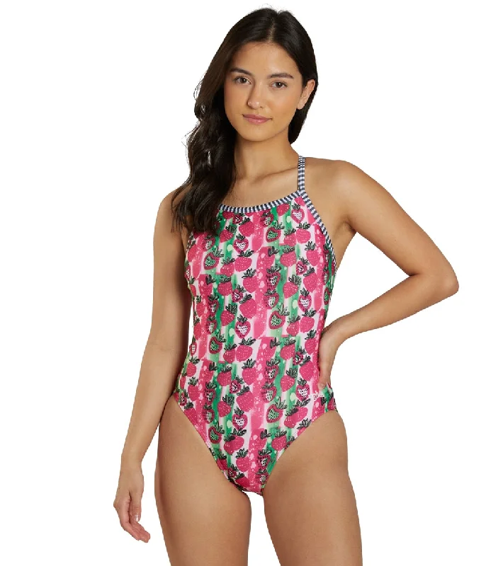 Dolfin Uglies Women's V-2 Back One Piece Swimsuit Very Berry Bold High-Cut Bikini