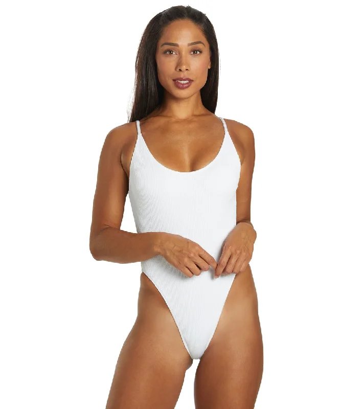 Hurley Women's Texture Beach Twist Back One Piece Swimsuit Coconut Ruched Swimwear Set