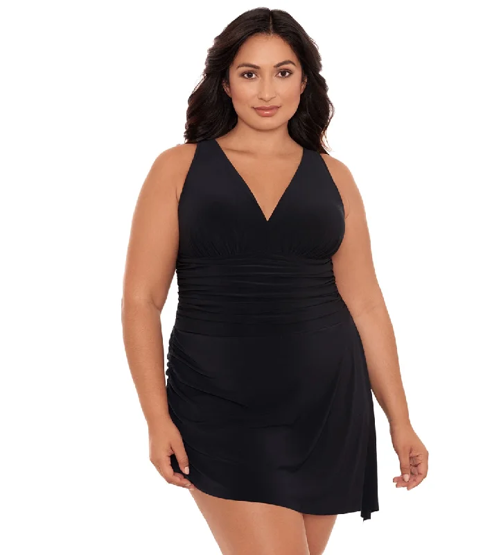 Magicsuit by Miraclesuit Women's Plus Size Celine Swim Dress Black Elegant Swimsuit Bottoms Magicsuit by Miraclesuit Women's Plus Size Celine Swim Dress Black Elegant Swimsuit Bottoms