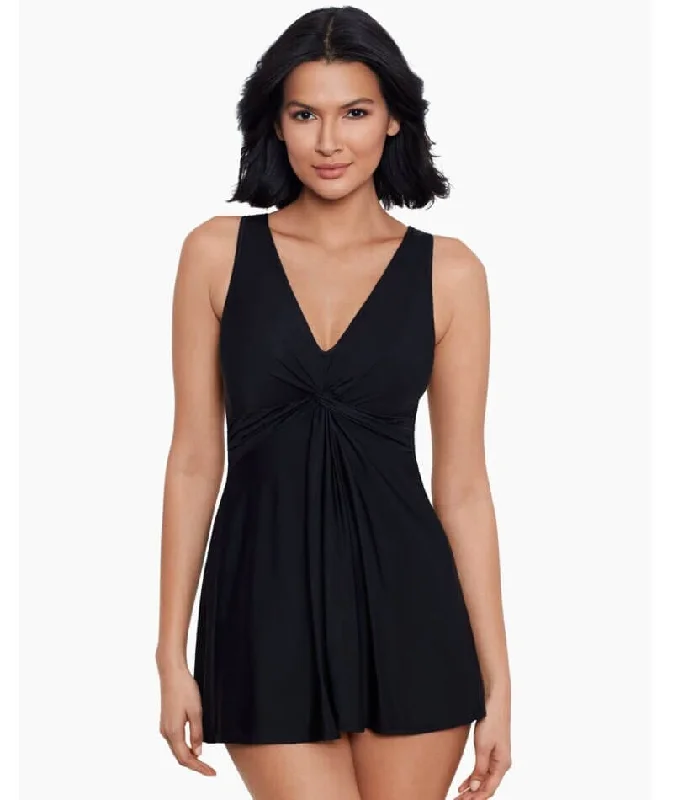 Miraclesuit Swim Must Have Marais Short Shaping DD-Cup Swim Dress - Black Solid Color Swimsuit Miraclesuit Swim Must Have Marais Short Shaping DD-Cup Swim Dress - Black Solid Color Swimsuit