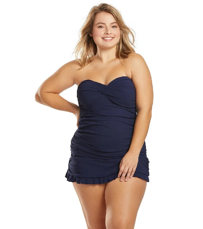 Profile by Gottex Plus Size Tutti Frutti Bandeau Swim Dress Navy Comfortable Swim Shorts Profile by Gottex Plus Size Tutti Frutti Bandeau Swim Dress Navy Comfortable Swim Shorts