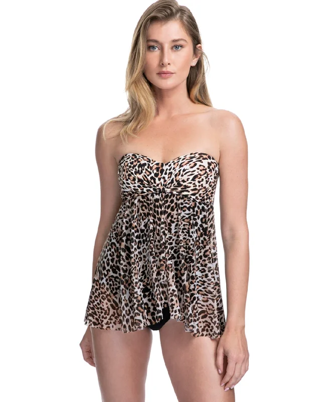 Profile By Gottex Wild Thing Leopard Black Twist Front Bandeau Strapless Flyaway One Piece Swimsuit Shiny One-Piece Swimsuit Profile By Gottex Wild Thing Leopard Black Twist Front Bandeau Strapless Flyaway One Piece Swimsuit Shiny One-Piece Swimsuit
