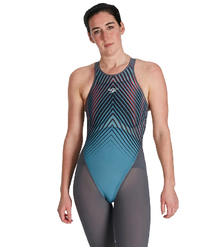 Speedo Women's Fastskin LZR Pure Valor Open Back Kneeskin Tech Suit Swimsuit Grey/Blue Comfortable Swim Shorts Speedo Women's Fastskin LZR Pure Valor Open Back Kneeskin Tech Suit Swimsuit Grey/Blue Comfortable Swim Shorts
