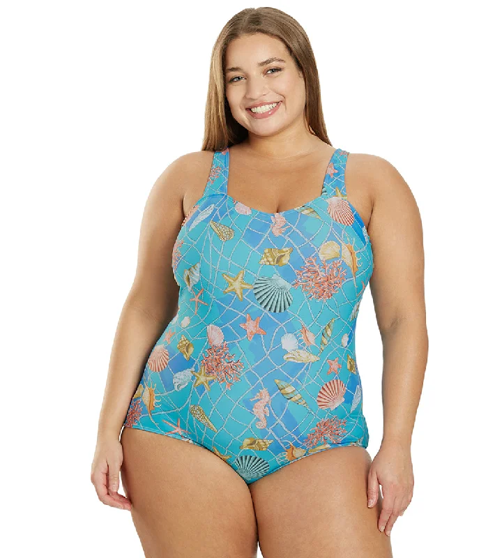 Sporti Plus Size Caribbean Sea Moderate Printed Sweetheart One Piece Swimsuit Caribbean Sea Vibrant Bikini Design Sporti Plus Size Caribbean Sea Moderate Printed Sweetheart One Piece Swimsuit Caribbean Sea Vibrant Bikini Design