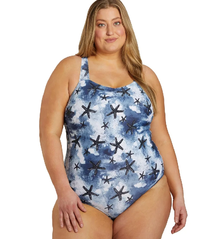 Sporti Plus Size Sanibel Island Moderate Printed Sweetheart One Piece Swimsuit Swim Dress with Belt Sporti Plus Size Sanibel Island Moderate Printed Sweetheart One Piece Swimsuit Swim Dress with Belt