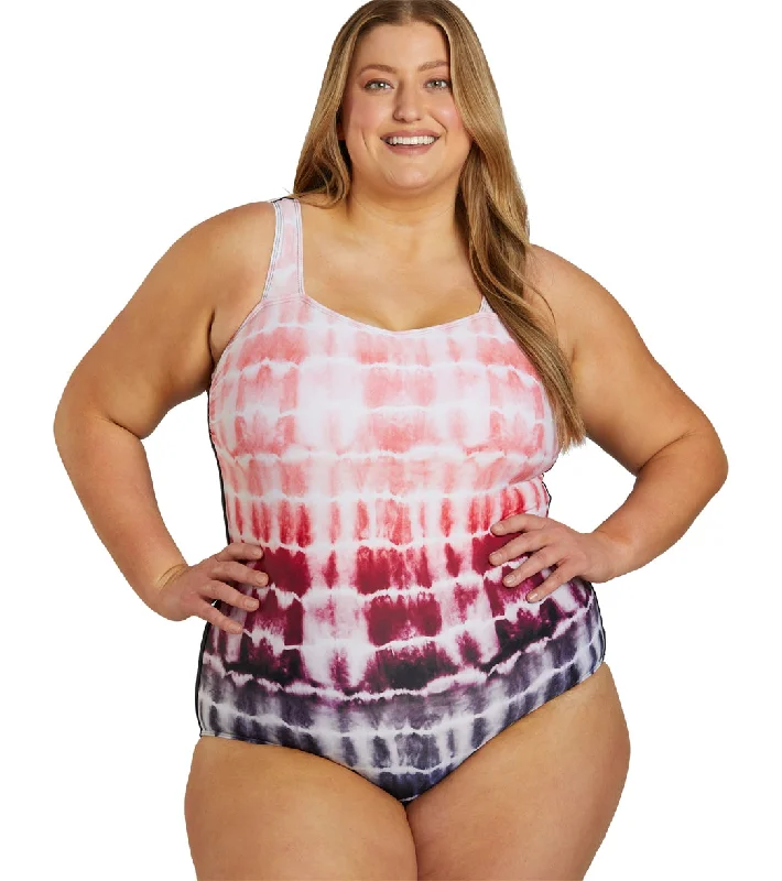 Sporti Plus Size Shibori Moderate Printed Ombre Sweetheart One Piece Swimsuit Watermelon Push-Up Bikini Bottoms Sporti Plus Size Shibori Moderate Printed Ombre Sweetheart One Piece Swimsuit Watermelon Push-Up Bikini Bottoms