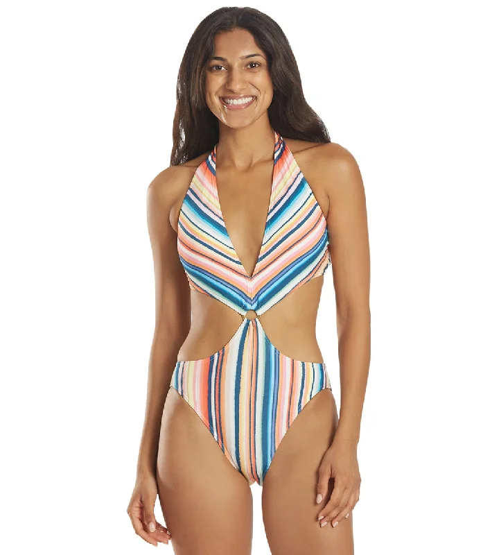 Vince Camuto Women's Multi Stripe Ring Monokini One Piece Swimsuit Quick-Dry Swimsuit Vince Camuto Women's Multi Stripe Ring Monokini One Piece Swimsuit Quick-Dry Swimsuit