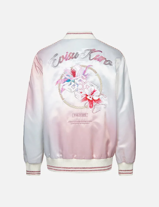 Floral Kamon Embroidery Oversized Souvenir Jacket Fleece Fabric Down Fabric Feather Fabric Floral Kamon Embroidery Oversized Souvenir Jacket Fleece Fabric Down Fabric Feather Fabric