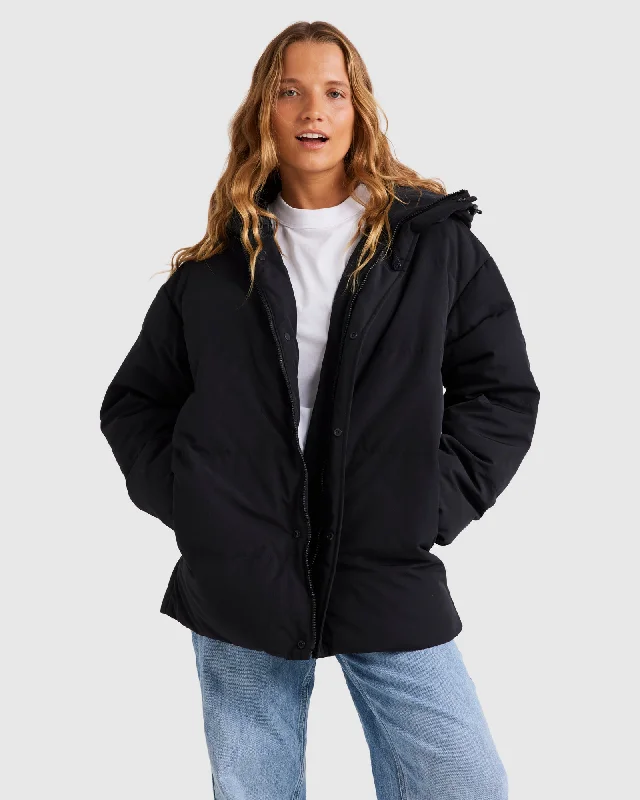 Womens Ocean Ways Puffer Jackets Zippered Front Buttoned Front Snap Front