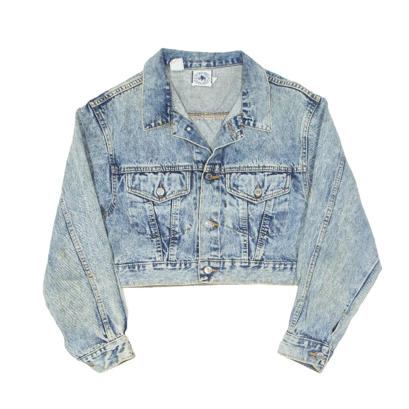 THE GREAT PLAINS Acid Wash Denim Jacket Blue 90s Womens L One-Shoulder Jacket Off-the-Shoulder Jacket Asymmetrical Jacket THE GREAT PLAINS Acid Wash Denim Jacket Blue 90s Womens L One-Shoulder Jacket Off-the-Shoulder Jacket Asymmetrical Jacket