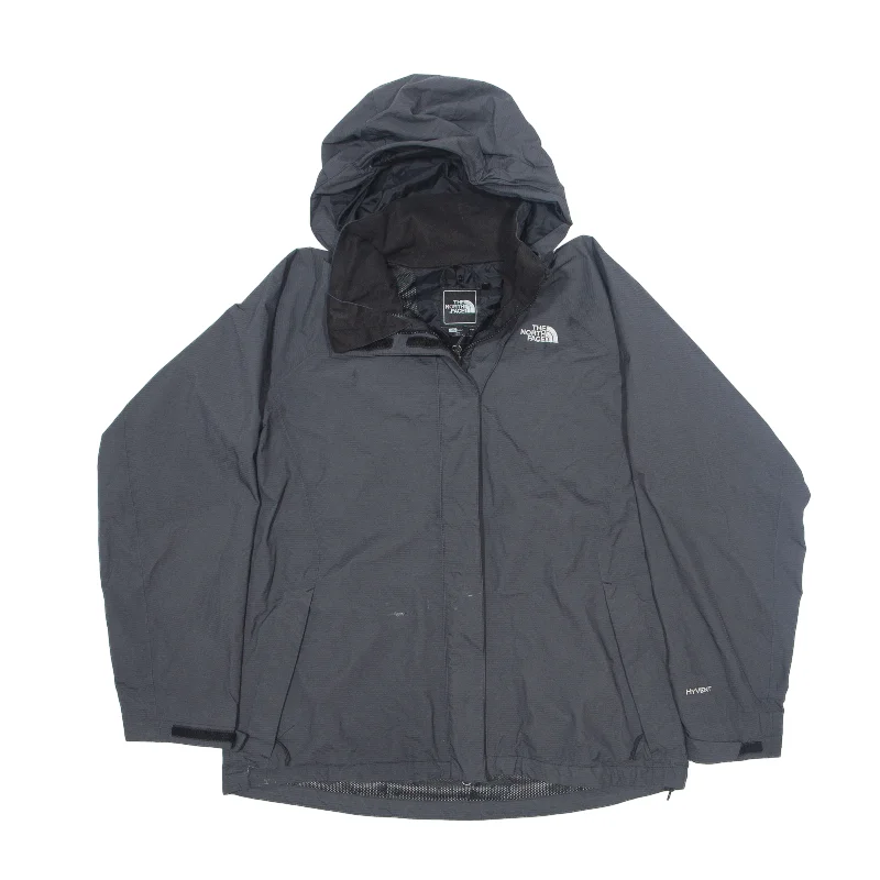 THE NORTH FACE Mesh Lined HyVent Rain Jacket Grey Nylon Womens L Collared Jacket Crew Neck Jacket Turtle Neck Jacket
