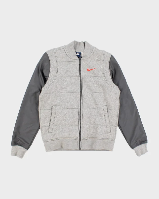Women's Grey Nike Fleeced Zip Up Jacket - S Ribbed Jacket Pleated Jacket Ruffled Jacket Women's Grey Nike Fleeced Zip Up Jacket - S Ribbed Jacket Pleated Jacket Ruffled Jacket