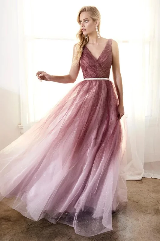 FashionSierra - Deep V-neck Shiny Tulle Cocktail Dresses