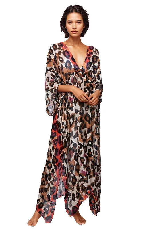 Poolside Maxi Dress Animal Kingdom  Print in Red Comfortable Ruffle Maxi Dress