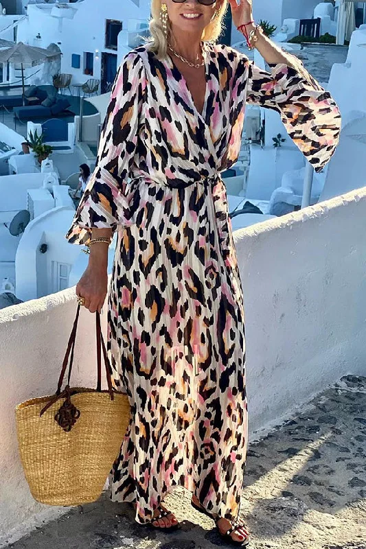 Anita Butterfly Bell Sleeve Lace Up Maxi Dress Stylish One-Shoulder Maxi Dress