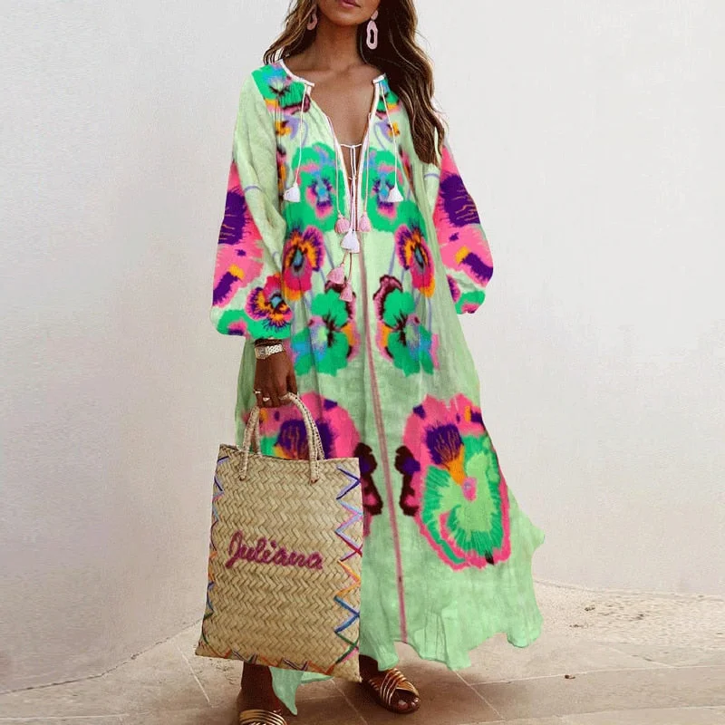 Amy Fashion - Autumn Vintage Long Lantern Sleeve Ladies Dresses