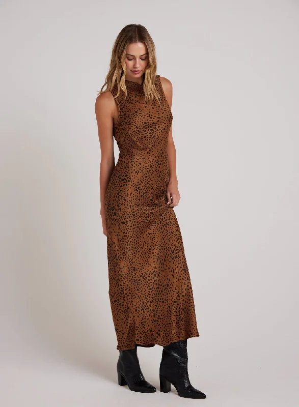 Mock Neck Halter Dress - Bronzed Maple