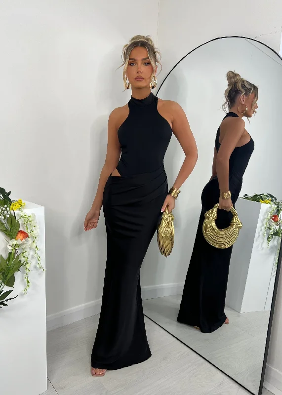 Back To You Maxi Dress - Black Stylish One-Shoulder Maxi Dress