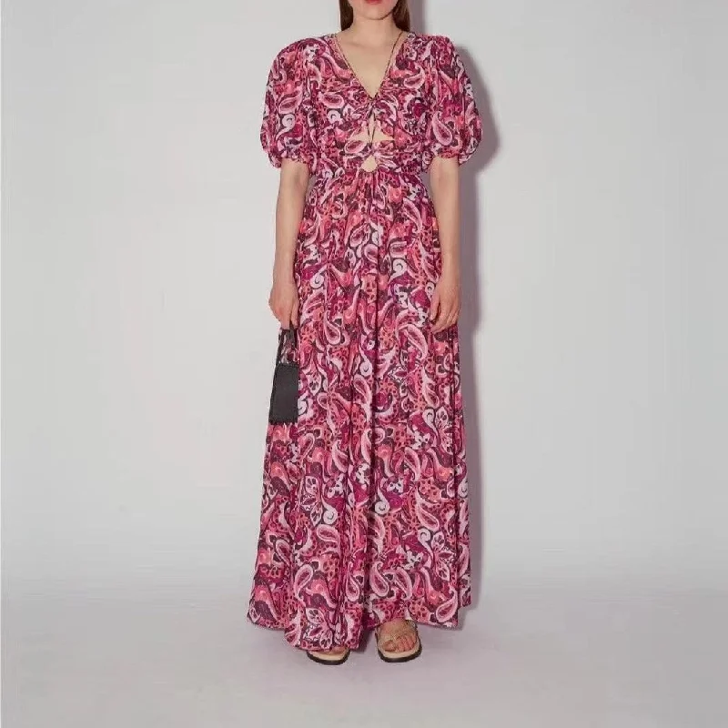 KittenAlarm - Barbi Allover Paisley Maxi Dress Trendy Maxi Dress with Lace