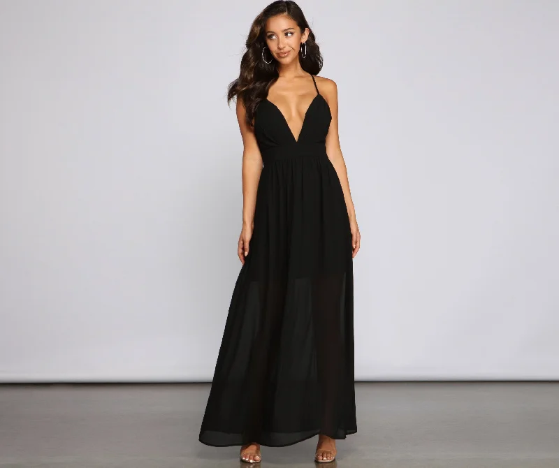 Effortless Beauty Stylish Chiffon Maxi Dress Chic Button-Up Maxi Dress