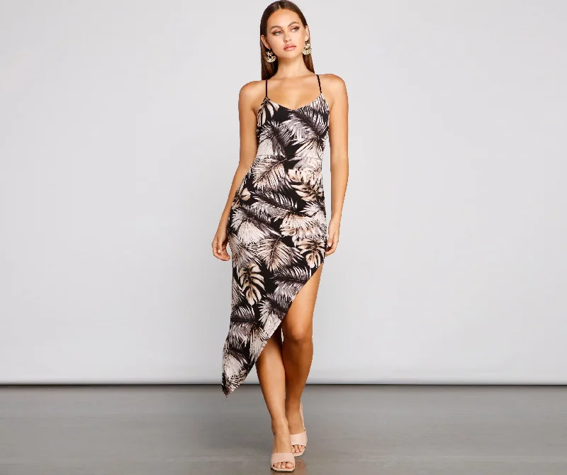 Tropical Dream Stylish Asymmetrical Maxi Dress Stylish Longline Maxi Dress