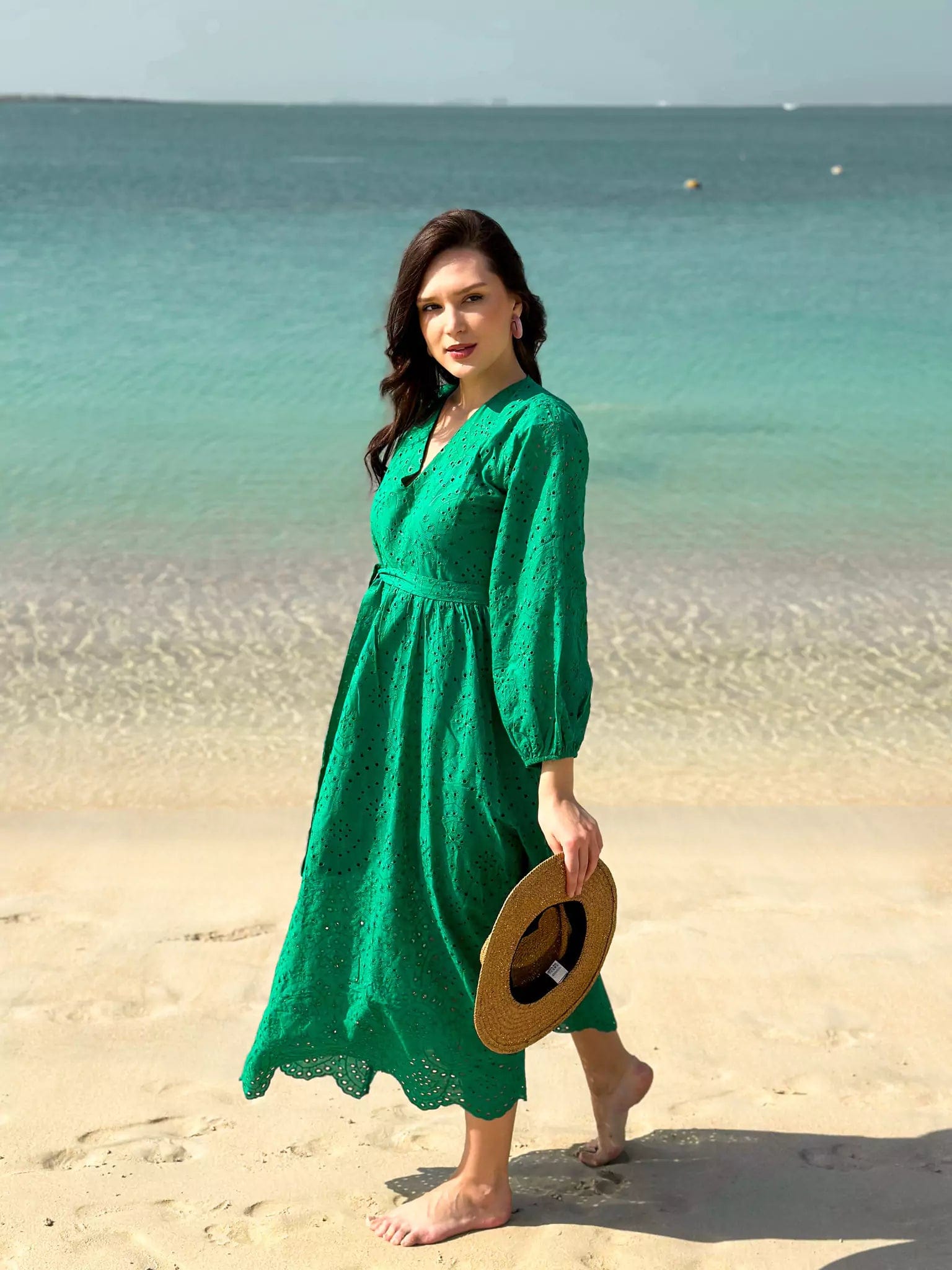 Destiny Cutwork Embroidered Dress - Green