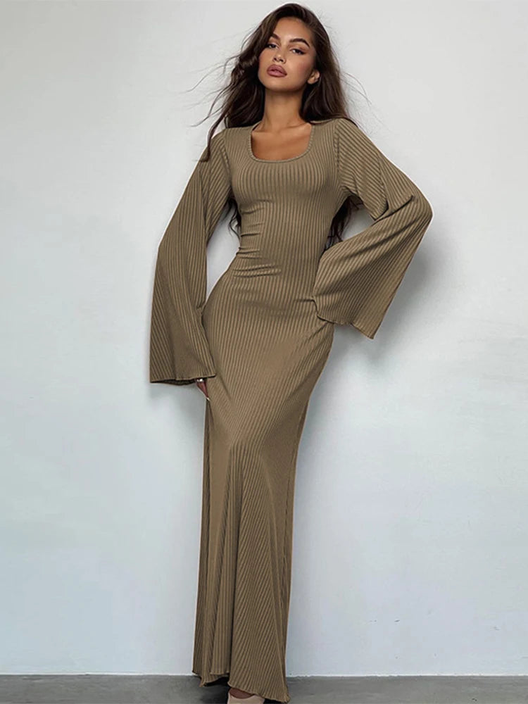 DressBetty - 2024 Elegant Bodycon Flare Sleeve Maxi Dress Fashionable Halter Neck Maxi Dress DressBetty - 2024 Elegant Bodycon Flare Sleeve Maxi Dress Fashionable Halter Neck Maxi Dress