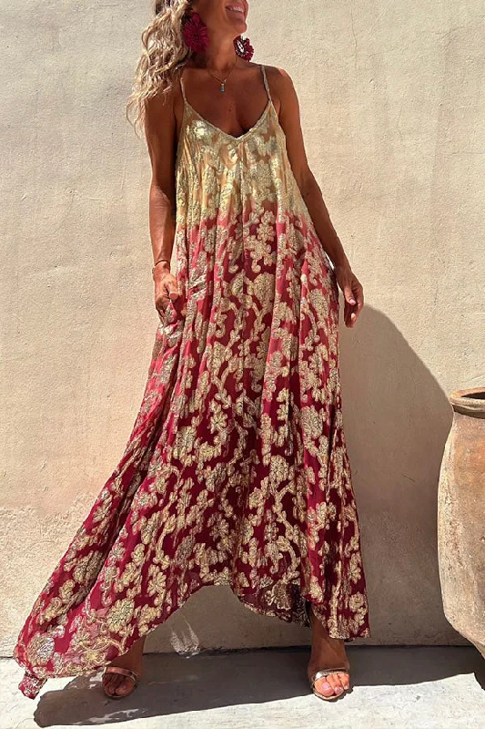 Eternal Dreamer Golden Floral Gradient Pocket A-line Cami Maxi Dress Cozy Knitted Maxi Dress Eternal Dreamer Golden Floral Gradient Pocket A-line Cami Maxi Dress Cozy Knitted Maxi Dress