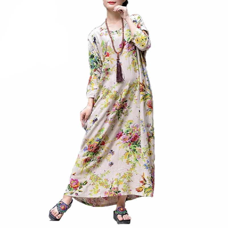 Floral Print Maxi Dress Stylish A-Line Maxi Dress