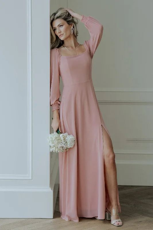 Giselle Maxi Dress | Blush Elegant Maxi Dress with Drapes