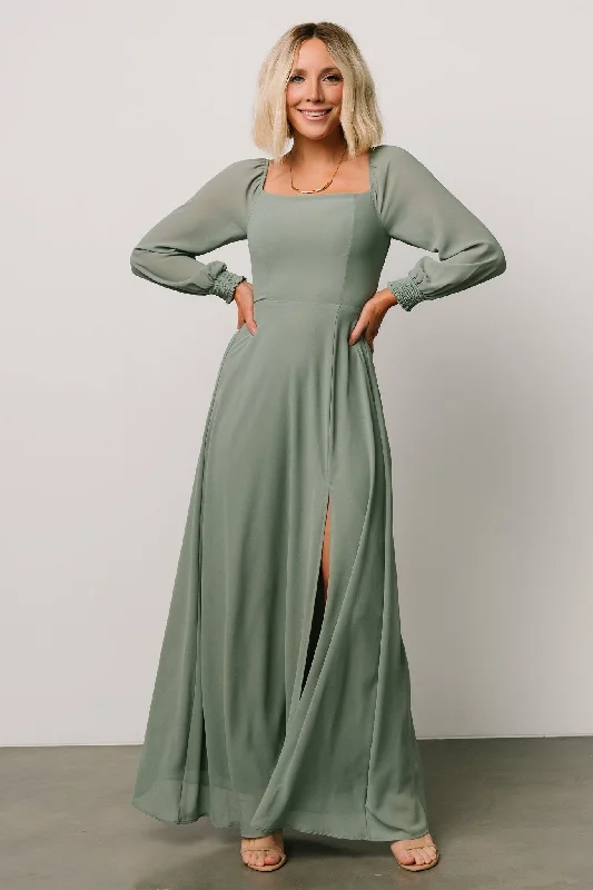 Giselle Maxi Dress | Eucalyptus Fashionable Sheer Maxi Dress