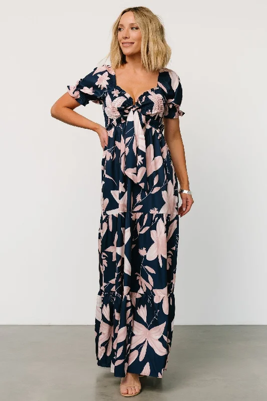 Hilaria Maxi Dress | Navy + Blush Elegant Lace Maxi Dress