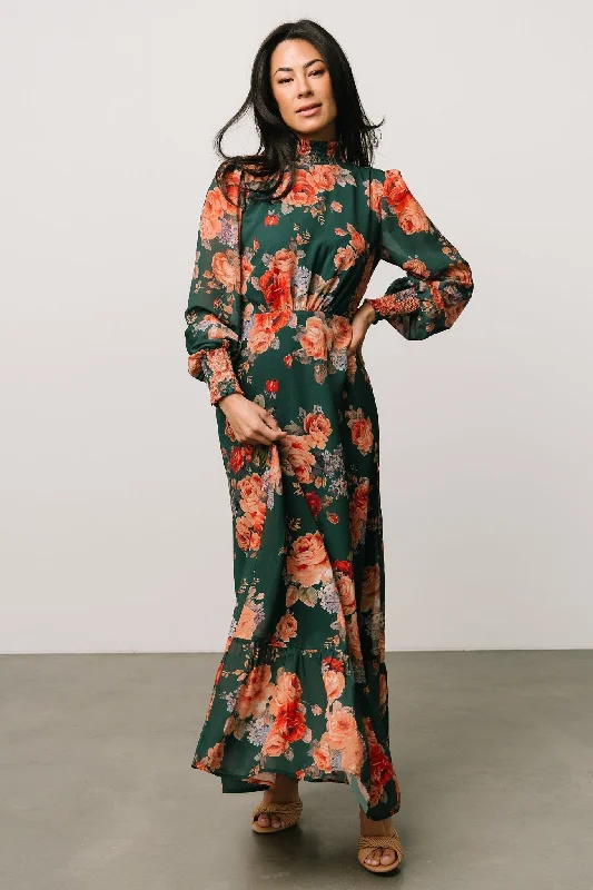 Luciana Maxi Dress | Green Multi Fashionable High-Waist Maxi Dress